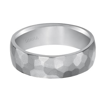 14K White Gold Dome Hammered Band