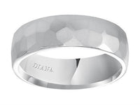 14K White Gold Dome Hammered Band