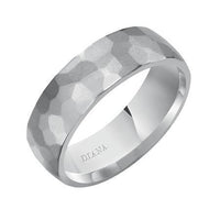 14K White Gold Dome Hammered Band