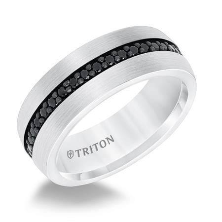 Tungsten with Black Sapphire Band