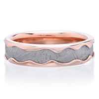 14K Rose Gold Meteorite 6mm Band with Rolled Edges