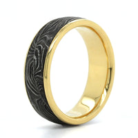 18K Yellow Gold & Stainless Steel Shotgun Barrel 7mm Band