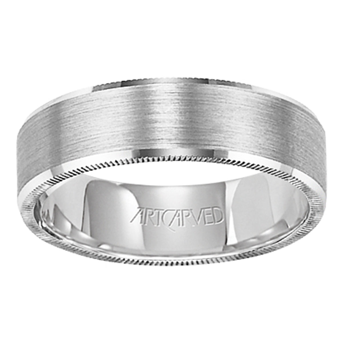 14K White Gold Satin Comfort Fit Band with Beveled Edge