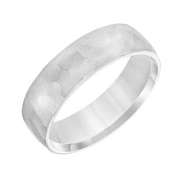 14K White Gold Hammered Finish Band