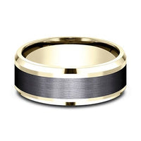 Grey Tantalum and 14K Yellow Gold Satin Finish and Beveled Edge Band