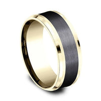 Grey Tantalum and 14K Yellow Gold Satin Finish and Beveled Edge Band