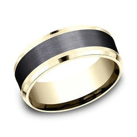 Grey Tantalum and 14K Yellow Gold Satin Finish and Beveled Edge Band