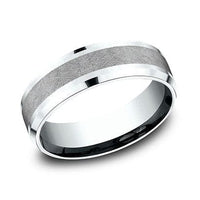 Grey Tantalum and 14k White Gold Band with A Swirl Finish and Drop Bevel Edges