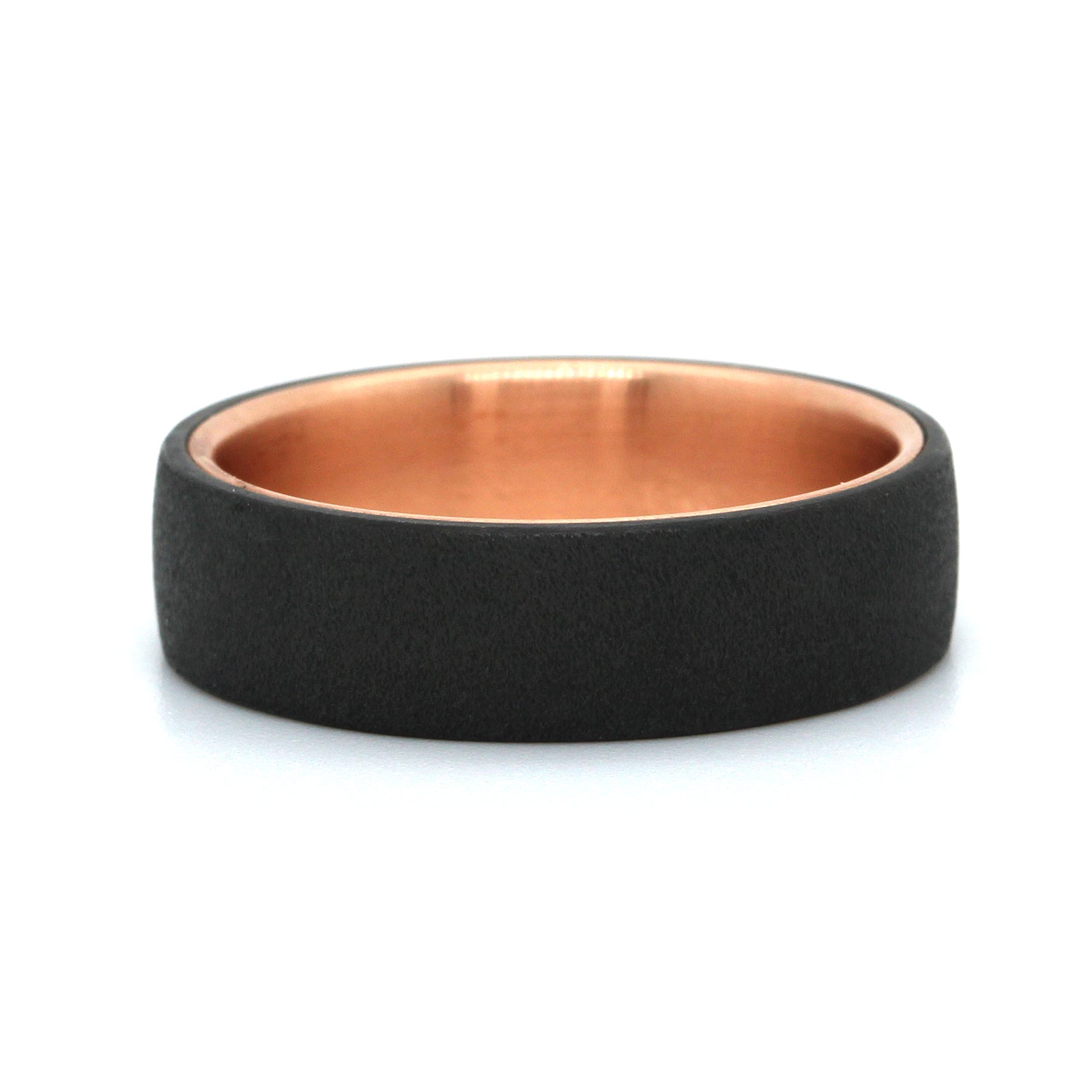 Tantalum and 14k Rose Gold Ring-In-Ring Style Band with A Wired Finish