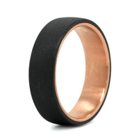 Tantalum and 14k Rose Gold Ring-In-Ring Style Band with A Wired Finish