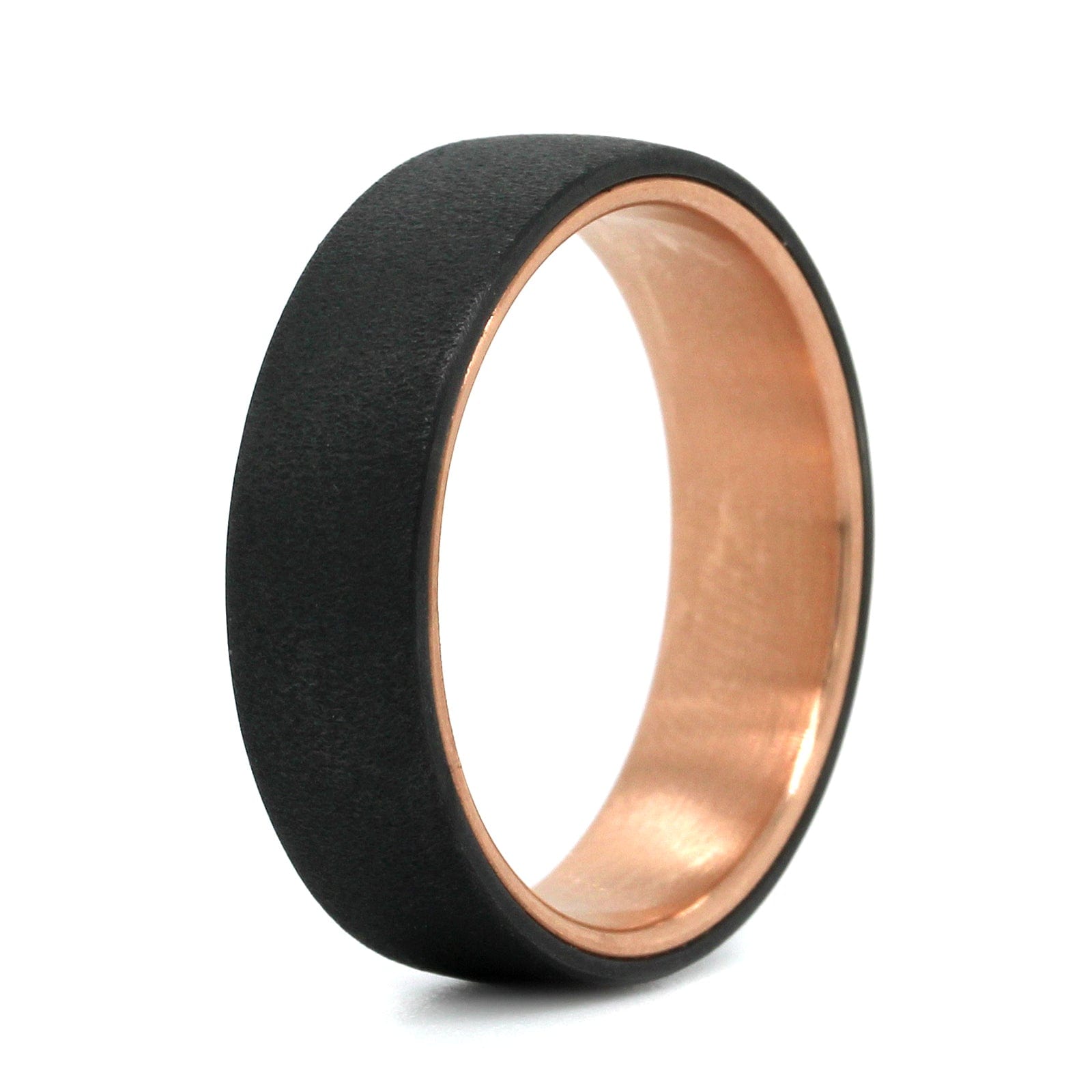 Tantalum and 14k Rose Gold Ring-In-Ring Style Band with A Wired Finish