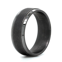Grey Tantalum Band with A Swirl Finish and High Polished Edges