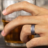 Grey Tantalum Band with A Swirl Finish and High Polished Edges
