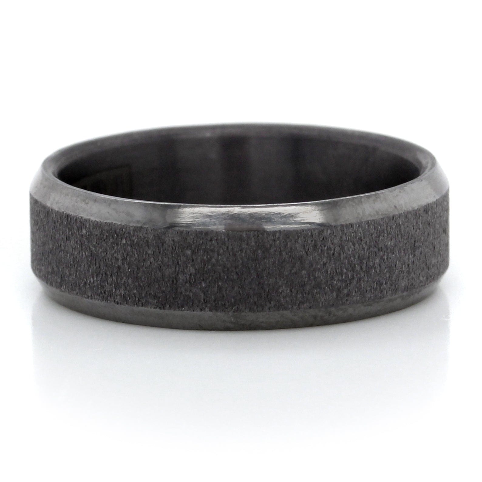 Grey Tantalum Band with Wired Center and High Polish Bevel Edges