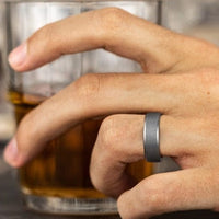 Grey Tantalum Band with Wired Center and High Polish Bevel Edges