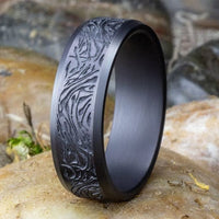 Tantalum Band with Mokume Pattern Center and High Polish Bevel Edges