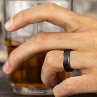 Tantalum Band with Mokume Pattern Center and High Polish Bevel Edges