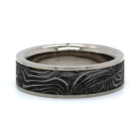 Damascus Steel and Palladium Gun Barrel Wedding Band