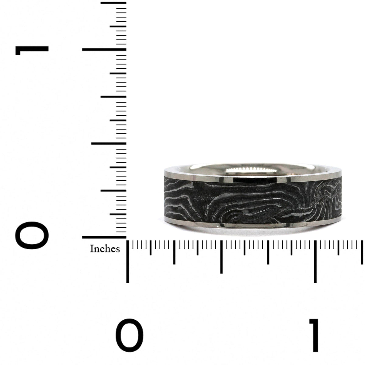 Damascus Steel and Palladium Gun Barrel Wedding Band