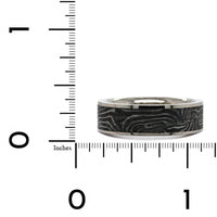 Damascus Steel and Palladium Gun Barrel Wedding Band