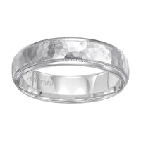 14K White Gold Hammered Satin Band