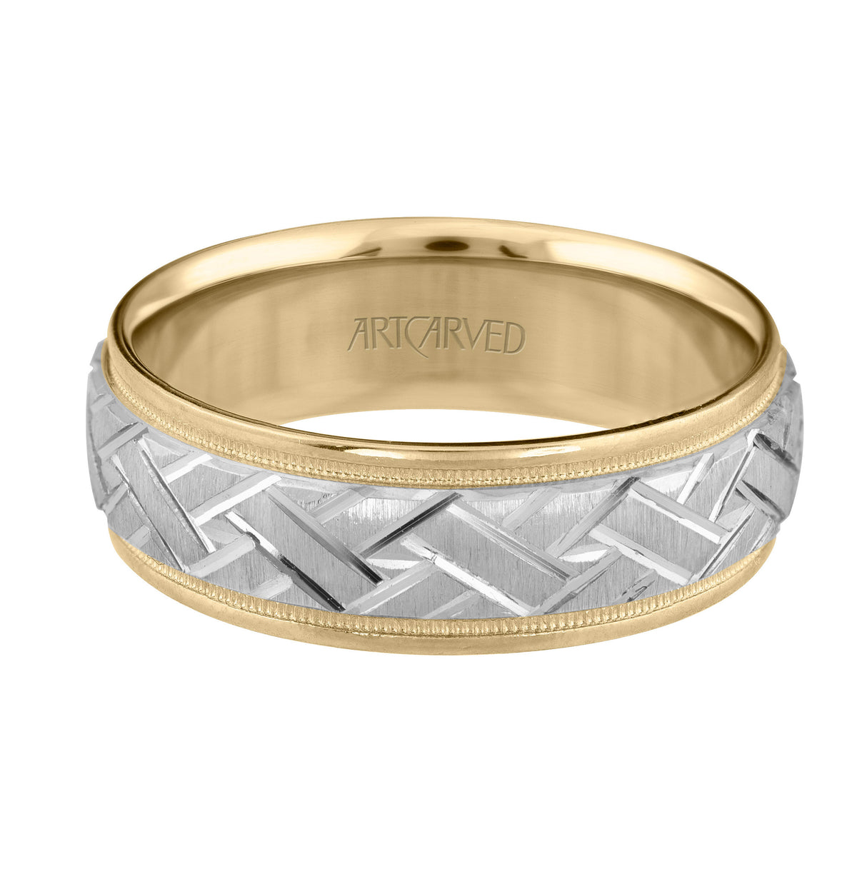14K Two-tone Engraved Band