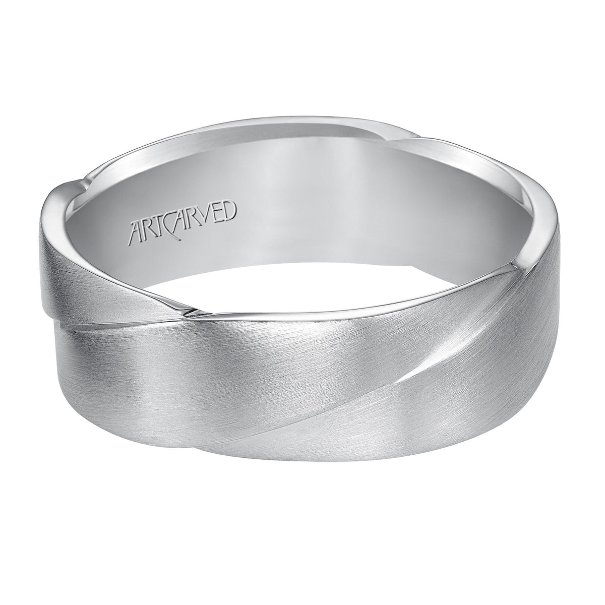 14K White Gold Crossed Satin Band