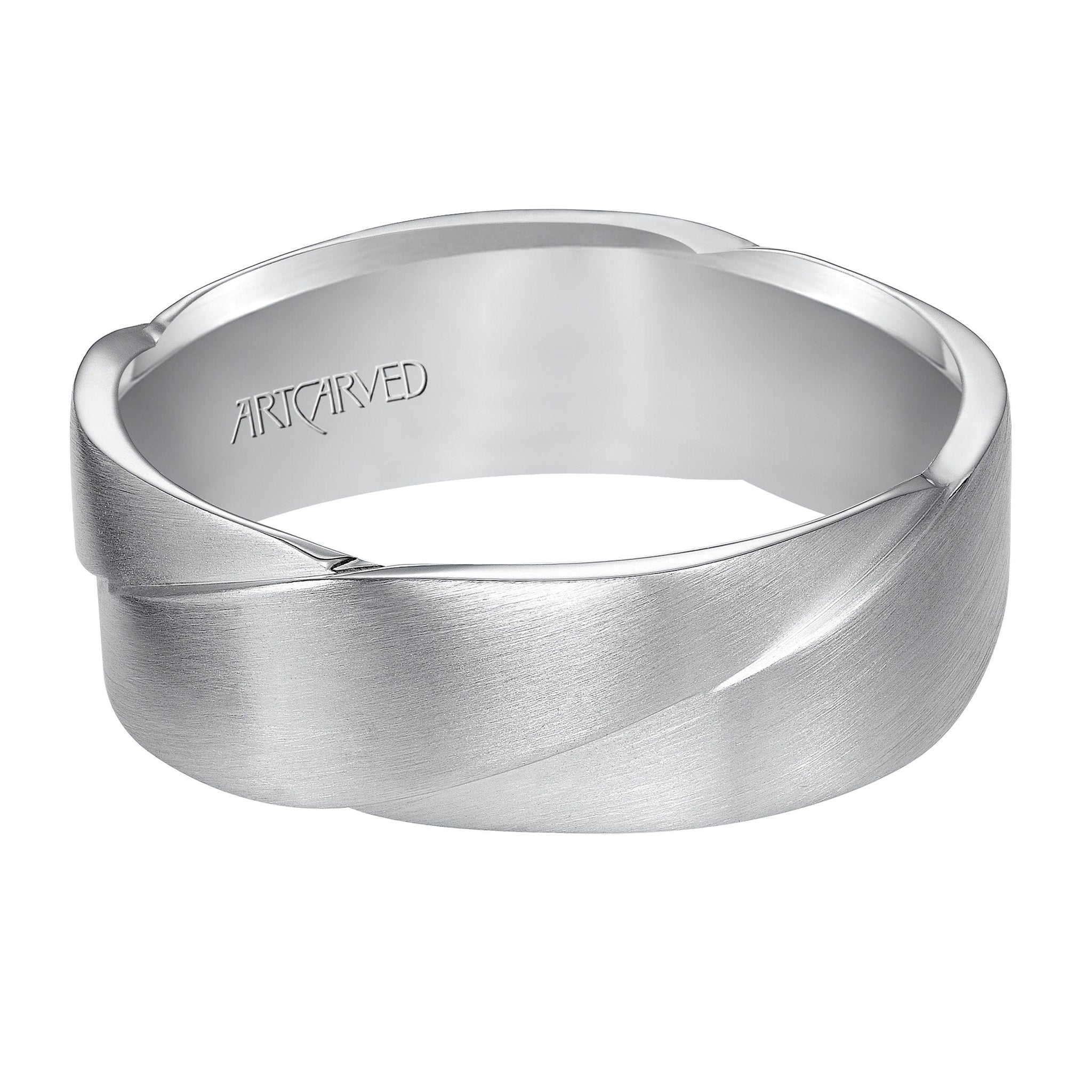 14K White Gold Crossed Satin Band