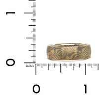 18K Yellow Gold Sterling Silver and Palladium Mokume Birch Wedding Band