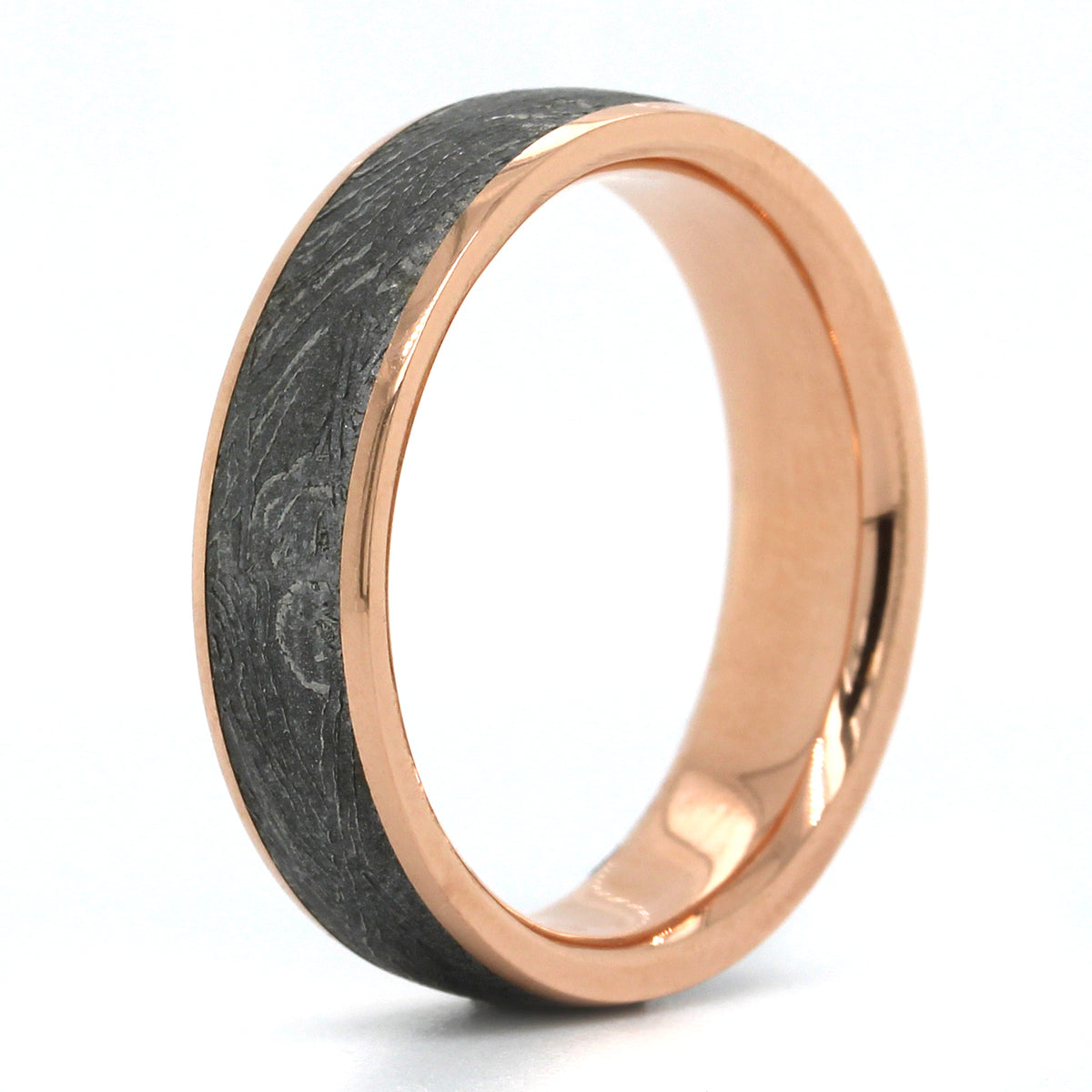 14K Rose Gold and Gibeon Meteorite Wedding Band