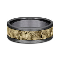 14K Yellow Gold Wall Fracture Grey Tantalum Edge Band, Tantalum and 14k yellow gold, Long's Jewelers