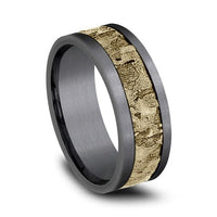 14K Yellow Gold Wall Fracture Grey Tantalum Edge Band, Tantalum and 14k yellow gold, Long's Jewelers
