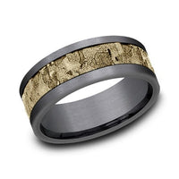 14K Yellow Gold Wall Fracture Grey Tantalum Edge Band, Tantalum and 14k yellow gold, Long's Jewelers