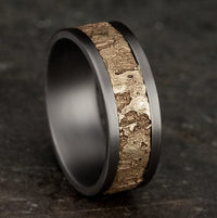 14K Yellow Gold Wall Fracture Grey Tantalum Edge Band, Tantalum and 14k yellow gold, Long's Jewelers