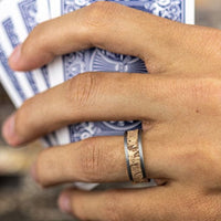 14K Yellow Gold Wall Fracture Grey Tantalum Edge Band, Tantalum and 14k yellow gold, Long's Jewelers