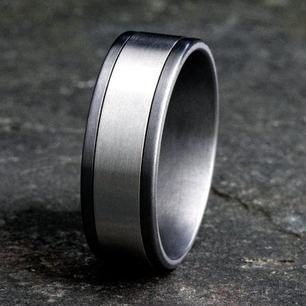 14K White Gold Center Grey Tantalum Center Band, Tantalum and 14k white gold, Long's Jewelers