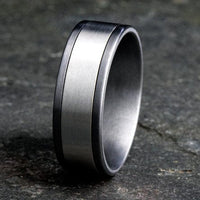 14K White Gold Center Grey Tantalum Center Band, Tantalum and 14k white gold, Long's Jewelers