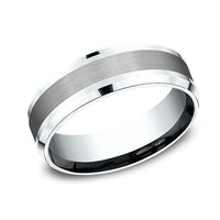 Grey Tantalum and 14k White Gold Band with A Satin Finish Center and High Polish Drop Bevel Edges