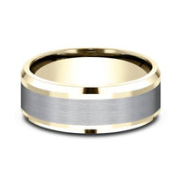Grey Tantalum Center 14K Yellow Gold Edge Band, Tantalum and 14k yellow gold, Long's Jewelers