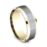 Grey Tantalum Center 14K Yellow Gold Edge Band, Tantalum and 14k yellow gold, Long's Jewelers