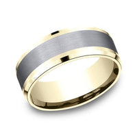 Grey Tantalum Center 14K Yellow Gold Edge Band, Tantalum and 14k yellow gold, Long's Jewelers