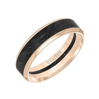 14K Rose Gold Band with Carbon Fiber Center