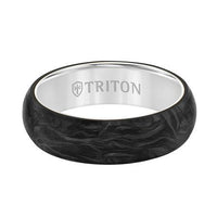 14K White Gold Band with Carbon Fiber