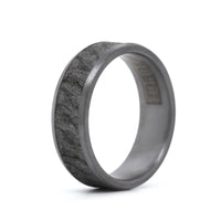 Grey Tantalum Band with Lava Rock Center