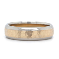 14K Two-Tone Hammered Center Band