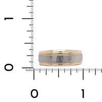 14K Two-Tone Hammered Center with Milgrain Band