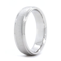 14K White Gold Satin Center with Polish Edge Band