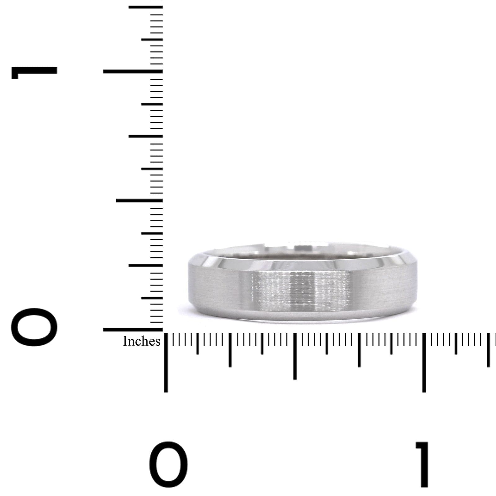 14K White Gold Satin Center with Beveled Edge Band