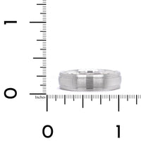14K White Gold Satin Center with Groove Edge Band