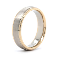 14K Two-Tone Satin Center with Polished Edge Band